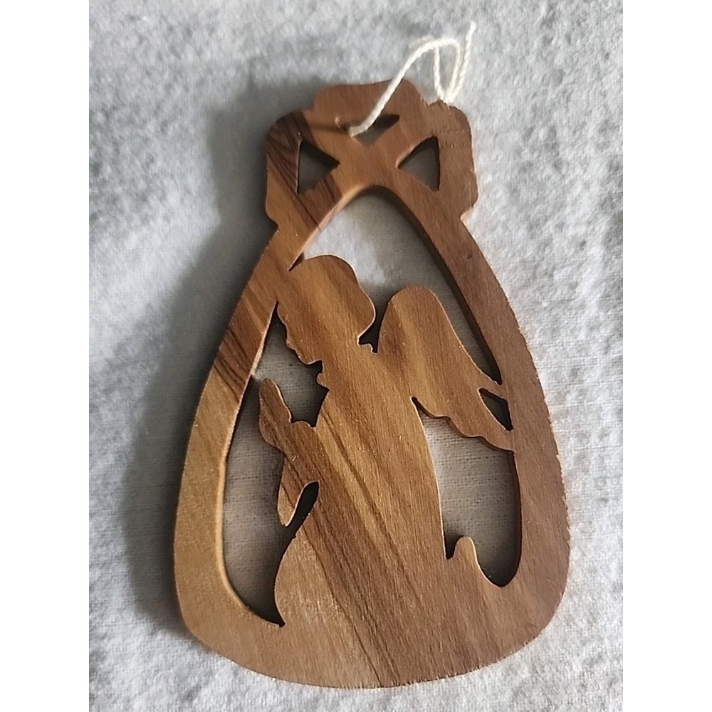 Wooden Cut Out Angel Ornament By Ten Thousand Villages Christmas Olive Wood